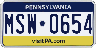 PA license plate MSW0654