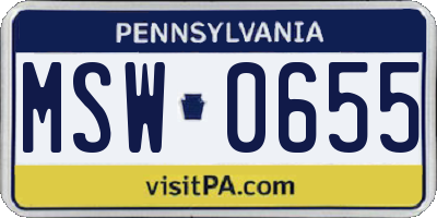 PA license plate MSW0655