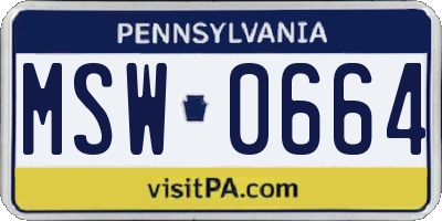 PA license plate MSW0664