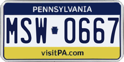 PA license plate MSW0667