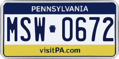 PA license plate MSW0672