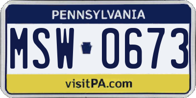 PA license plate MSW0673