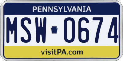 PA license plate MSW0674