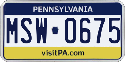 PA license plate MSW0675