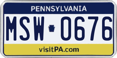 PA license plate MSW0676