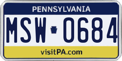 PA license plate MSW0684