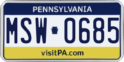 PA license plate MSW0685