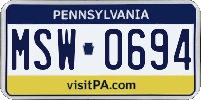 PA license plate MSW0694