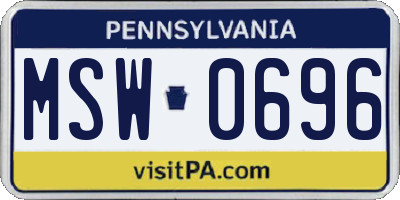 PA license plate MSW0696