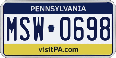PA license plate MSW0698