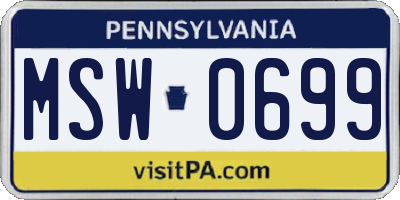 PA license plate MSW0699