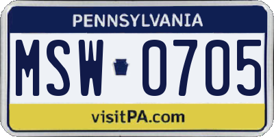 PA license plate MSW0705