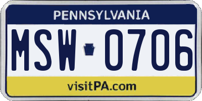 PA license plate MSW0706