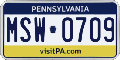 PA license plate MSW0709