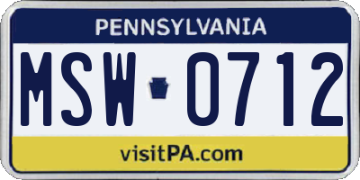 PA license plate MSW0712