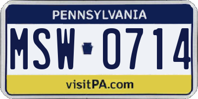 PA license plate MSW0714