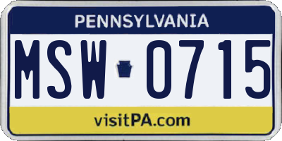 PA license plate MSW0715