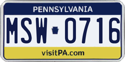 PA license plate MSW0716