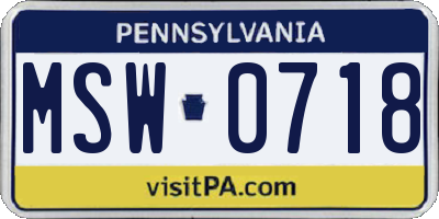 PA license plate MSW0718