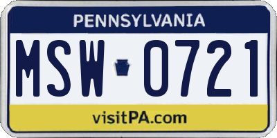 PA license plate MSW0721