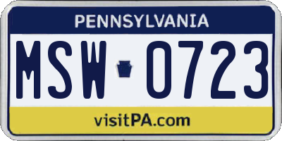 PA license plate MSW0723