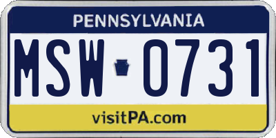 PA license plate MSW0731