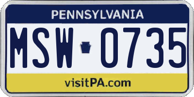 PA license plate MSW0735