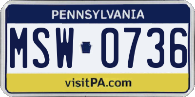 PA license plate MSW0736