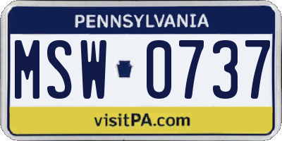 PA license plate MSW0737