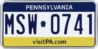 PA license plate MSW0741