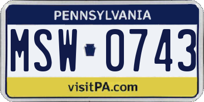 PA license plate MSW0743
