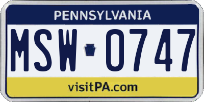 PA license plate MSW0747