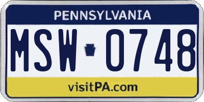 PA license plate MSW0748