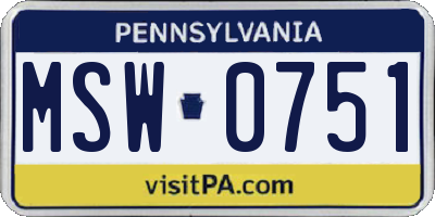 PA license plate MSW0751