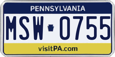 PA license plate MSW0755