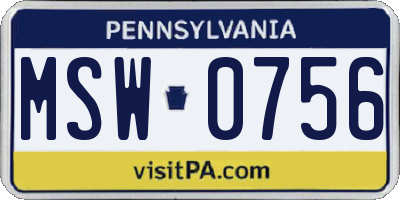 PA license plate MSW0756