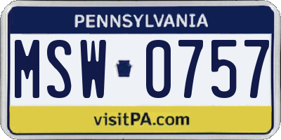 PA license plate MSW0757