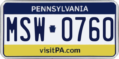 PA license plate MSW0760
