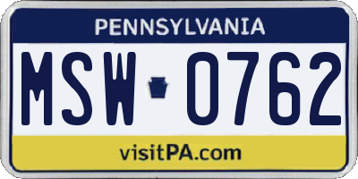 PA license plate MSW0762