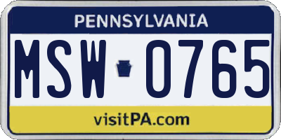 PA license plate MSW0765