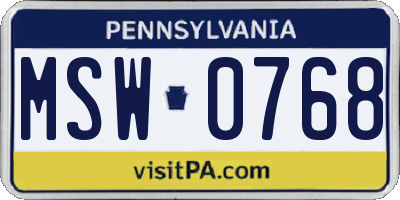 PA license plate MSW0768
