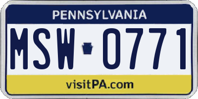 PA license plate MSW0771
