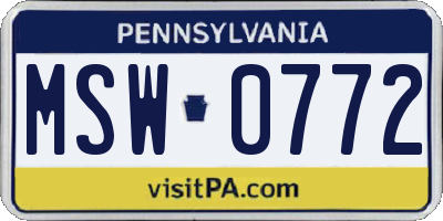 PA license plate MSW0772