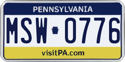 PA license plate MSW0776
