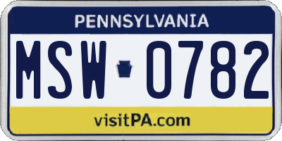 PA license plate MSW0782