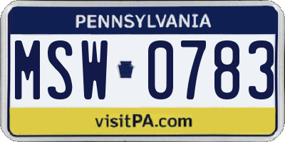 PA license plate MSW0783
