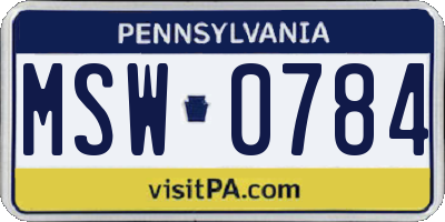 PA license plate MSW0784