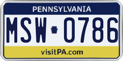 PA license plate MSW0786
