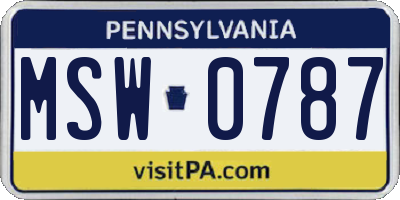 PA license plate MSW0787