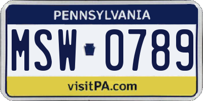 PA license plate MSW0789